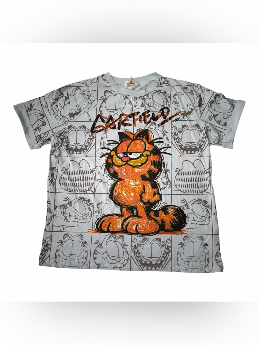 Garfield Graphic T-Shirt – Sparkling Embellished Design 🧡🐱